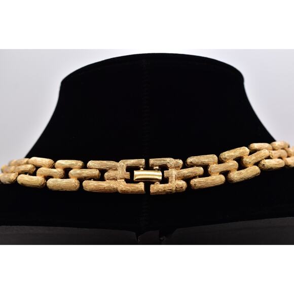 Givenchy Vintage Collar Necklace Logo Brushed Gold Linked Chain Signed 80s BinBC - Picture 6 of 12